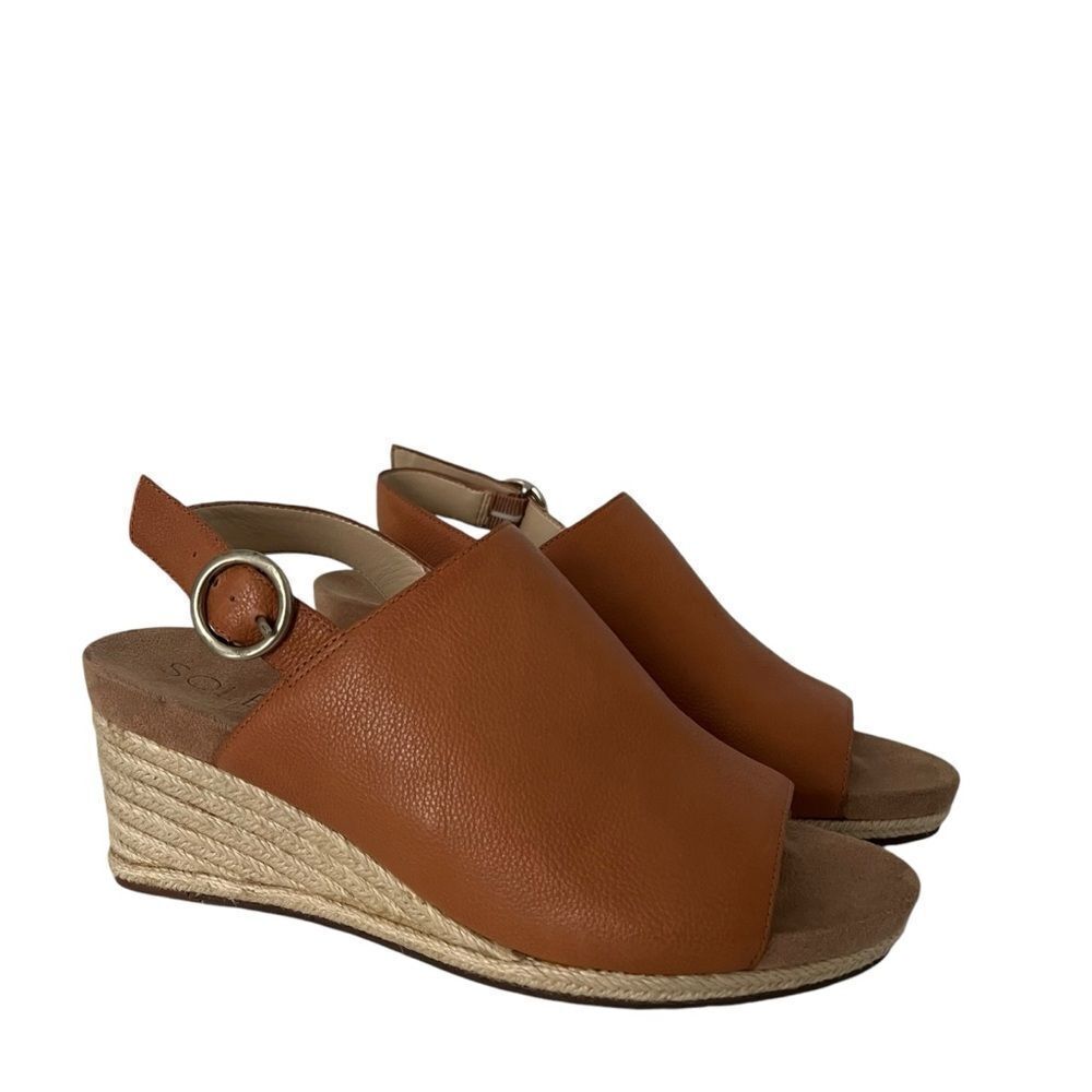 Sole Society Kellyn Brown Espadrille Wedge Slingback Sandals
